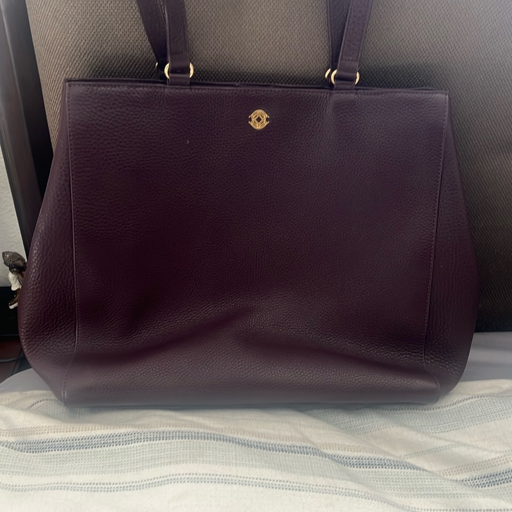 Classic Leather Tote Bag - Plum